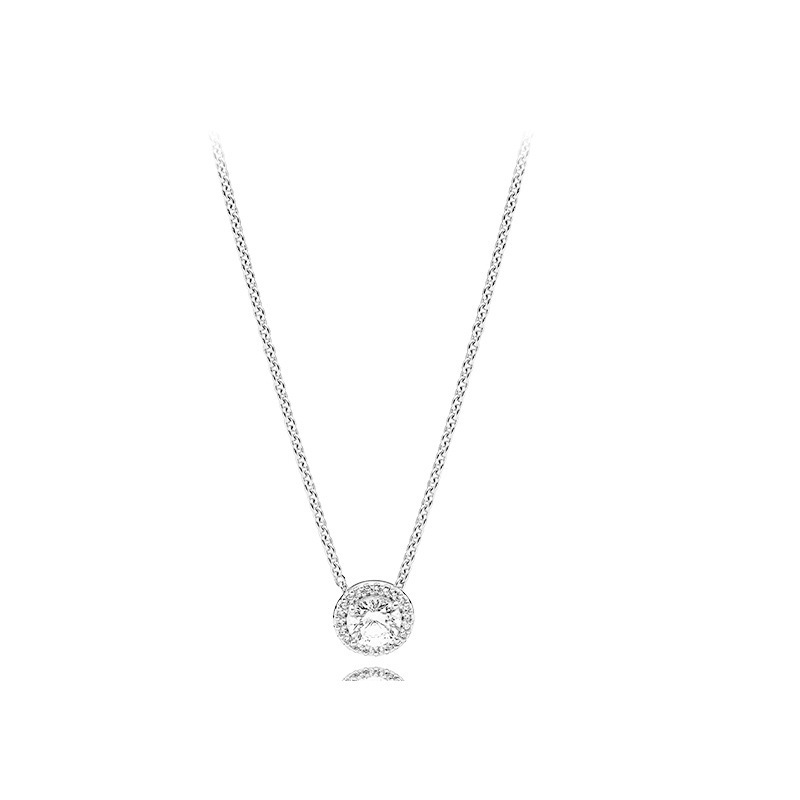 Jinbifu Pandora S925 Silver Rose Gold Classic Elegant Necklace Set Fashionable Simple Clavicle Chain Necklace