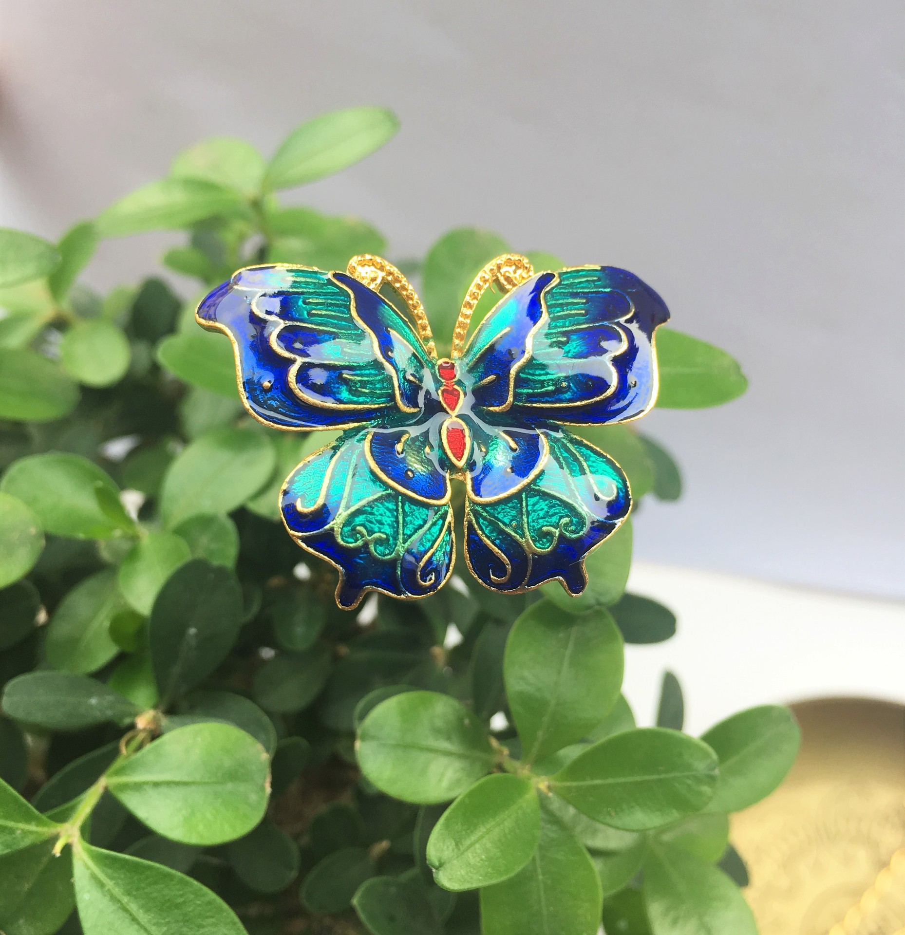 上新滴油景泰蓝烧蓝蝴蝶凤凰diy饰品配件古装头饰材料