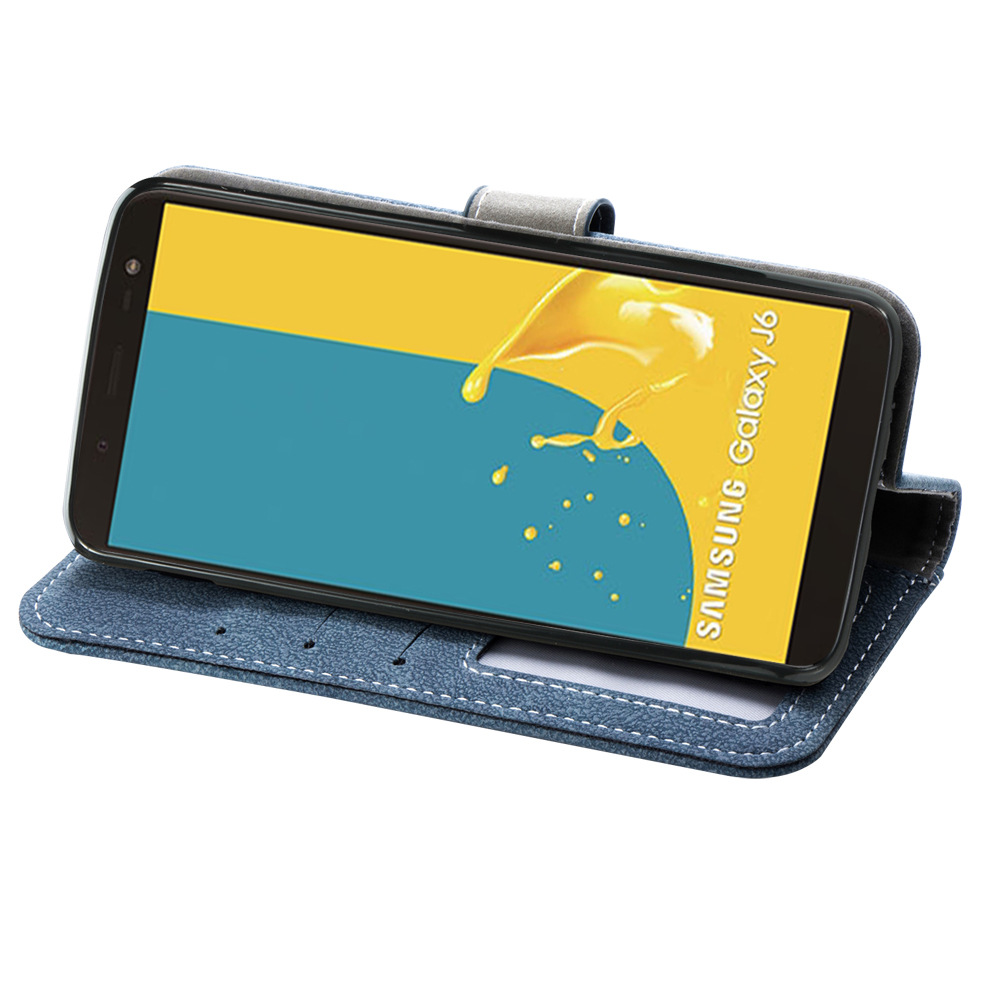 适用于三星j6 2018/feel 2/on6多功能手机壳钱包插卡支架保护皮套