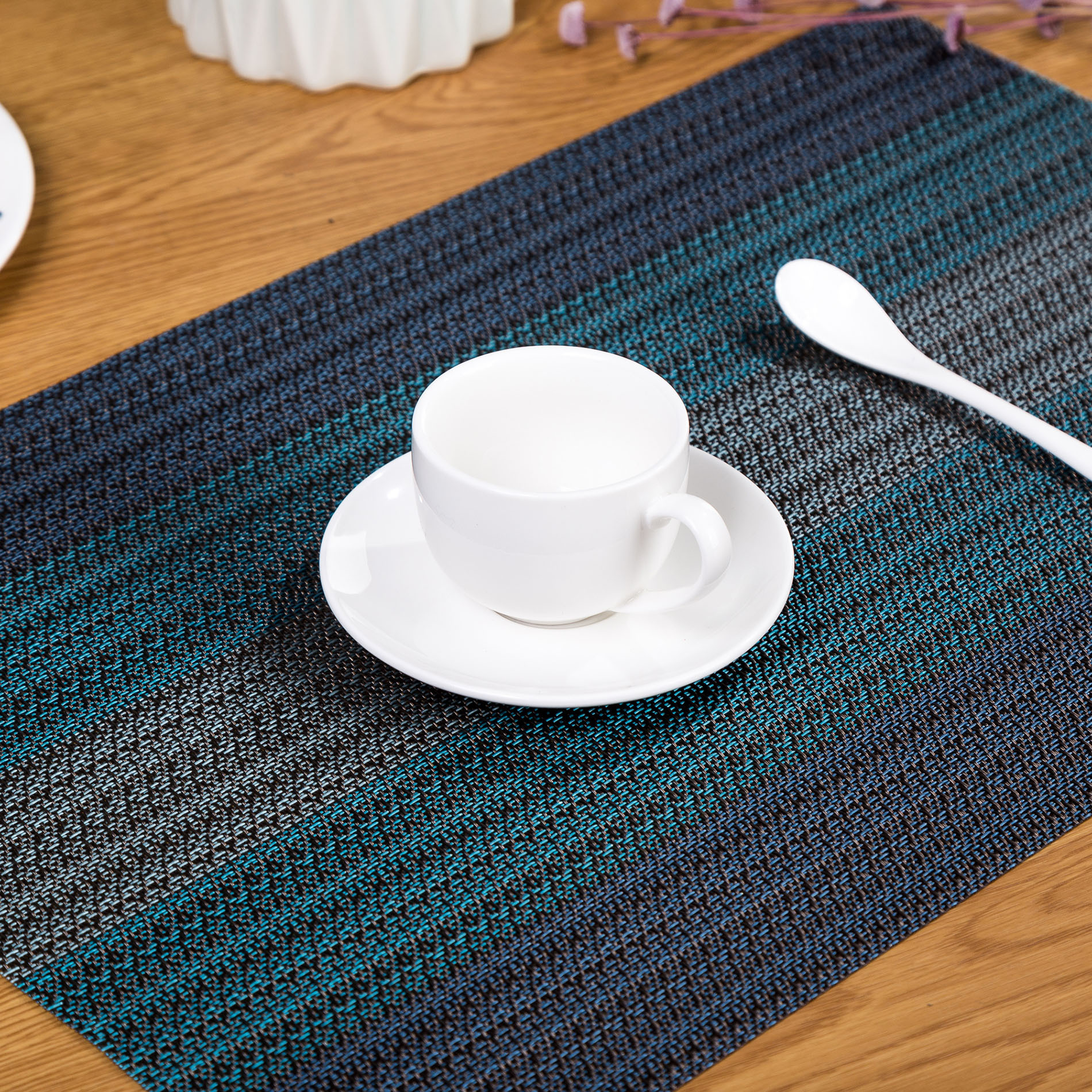 特斯林pvc餐垫欧式西餐垫防滑隔热垫竹纹酒店纯色餐桌垫