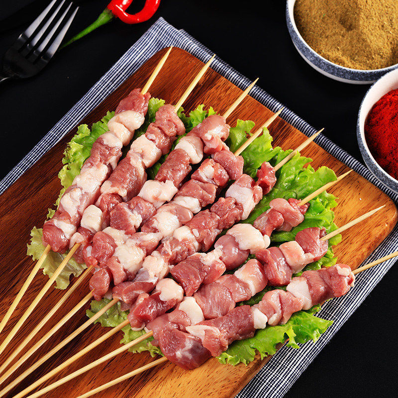 羊肉串新鲜现杀冷冻600g羊烧烤食材批发五花肉串一件代发