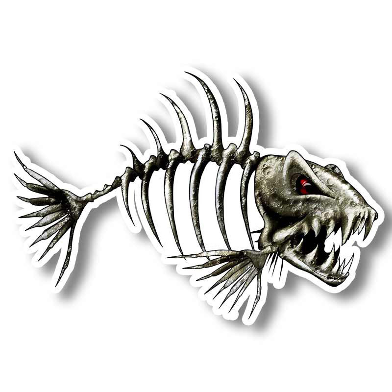 aliauto可怕的骷髅鱼钓鱼车贴 反光汽车贴花3d后备箱摩托车装饰贴