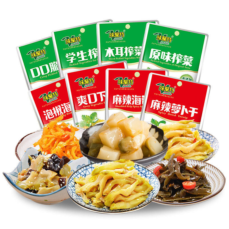 味聚特榨菜口口脆不辣下饭菜53g*10袋小包装开菜胃学生早餐佐餐菜