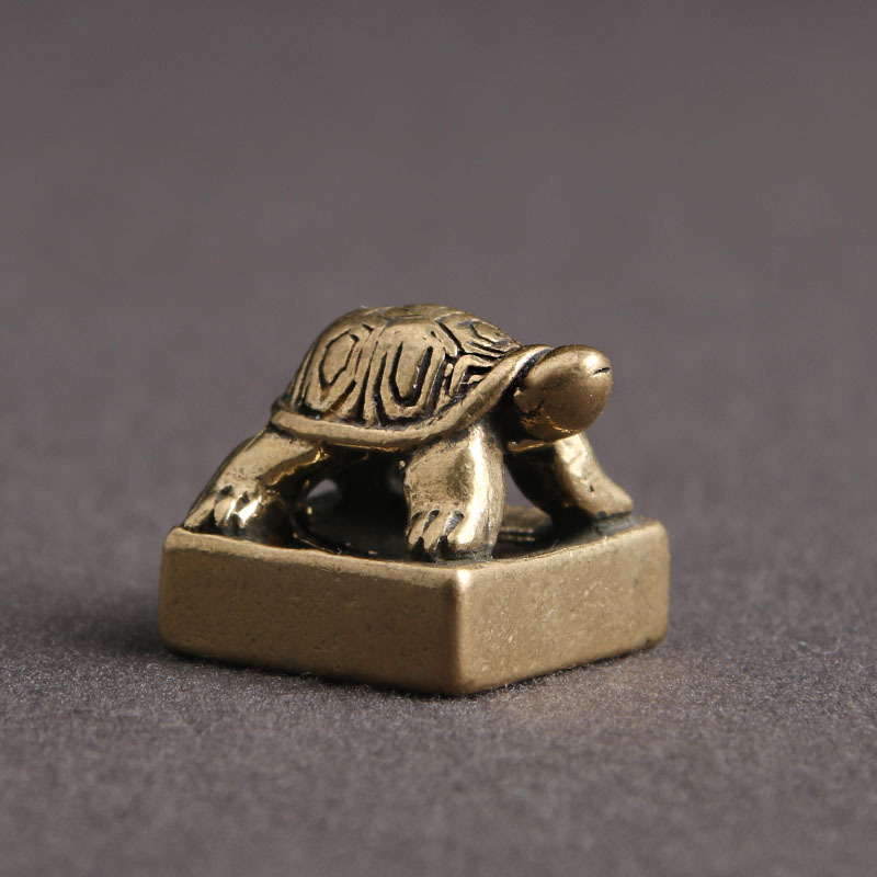 黄铜做旧防古乌龟印章篆刻平底学生用章工艺礼品桌面摆件文房用印
