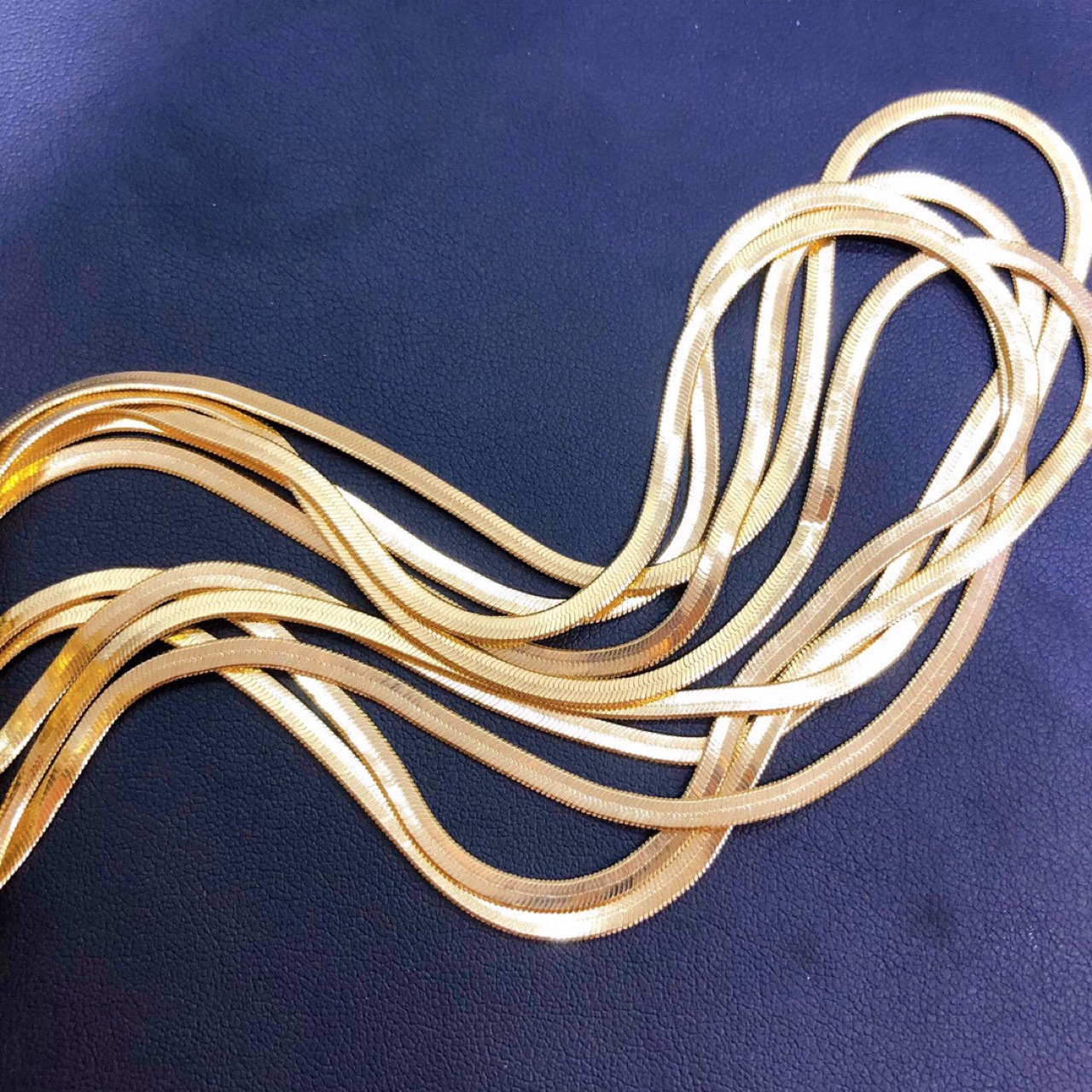 14k注金扁蛇骨项链时尚网红博主锁骨颈链日常百搭项圈女金银两色