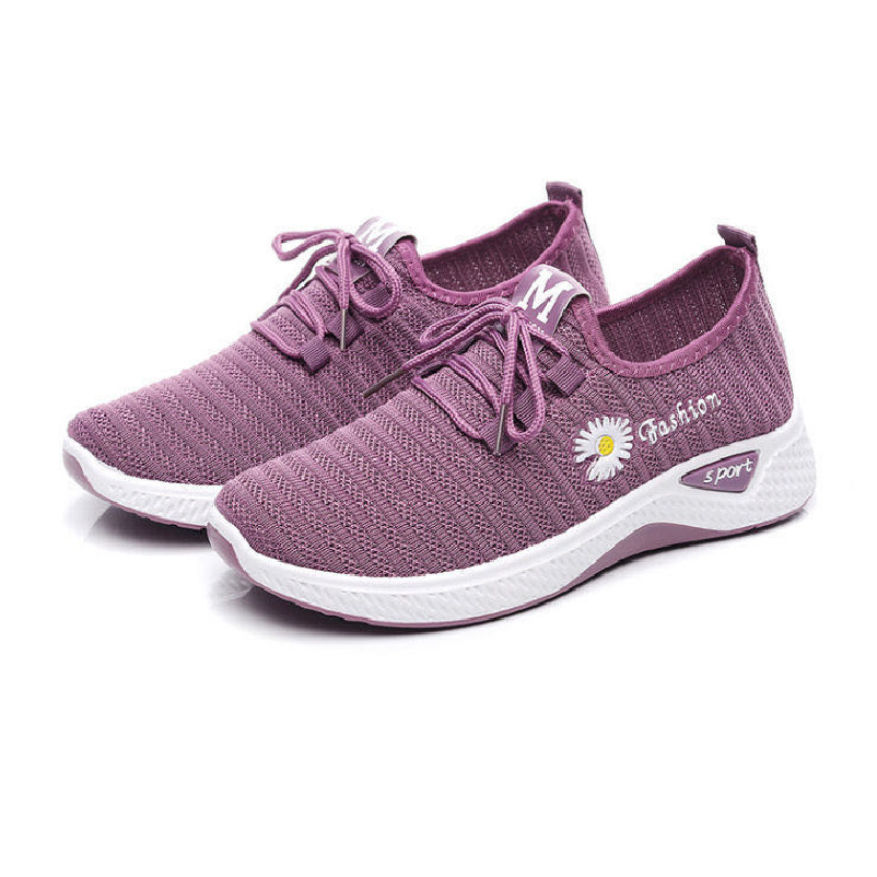 2023 New Casual Flying Woven Women's Mesh Surface Shoes Summer Breathable Sneaker Non-Slip Wearable and Trendy Running Shoes