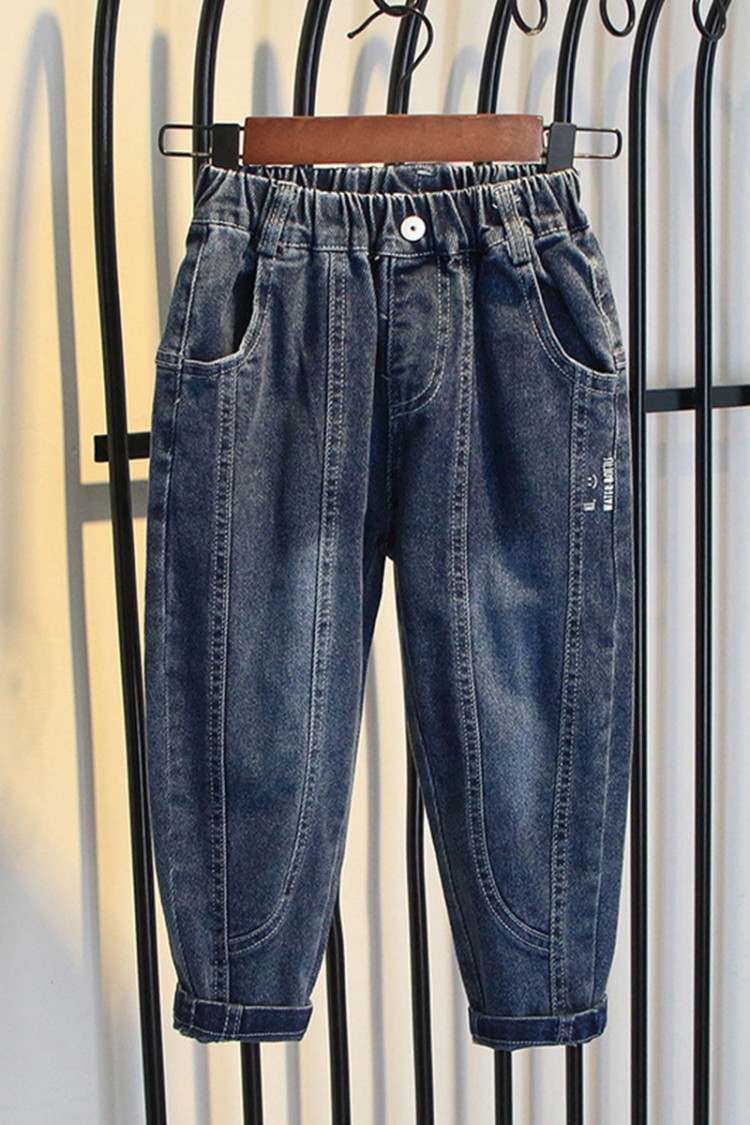 2020秋款儿童休闲裤分割线牛仔裤韩版中小童束口裤子长裤一件代发