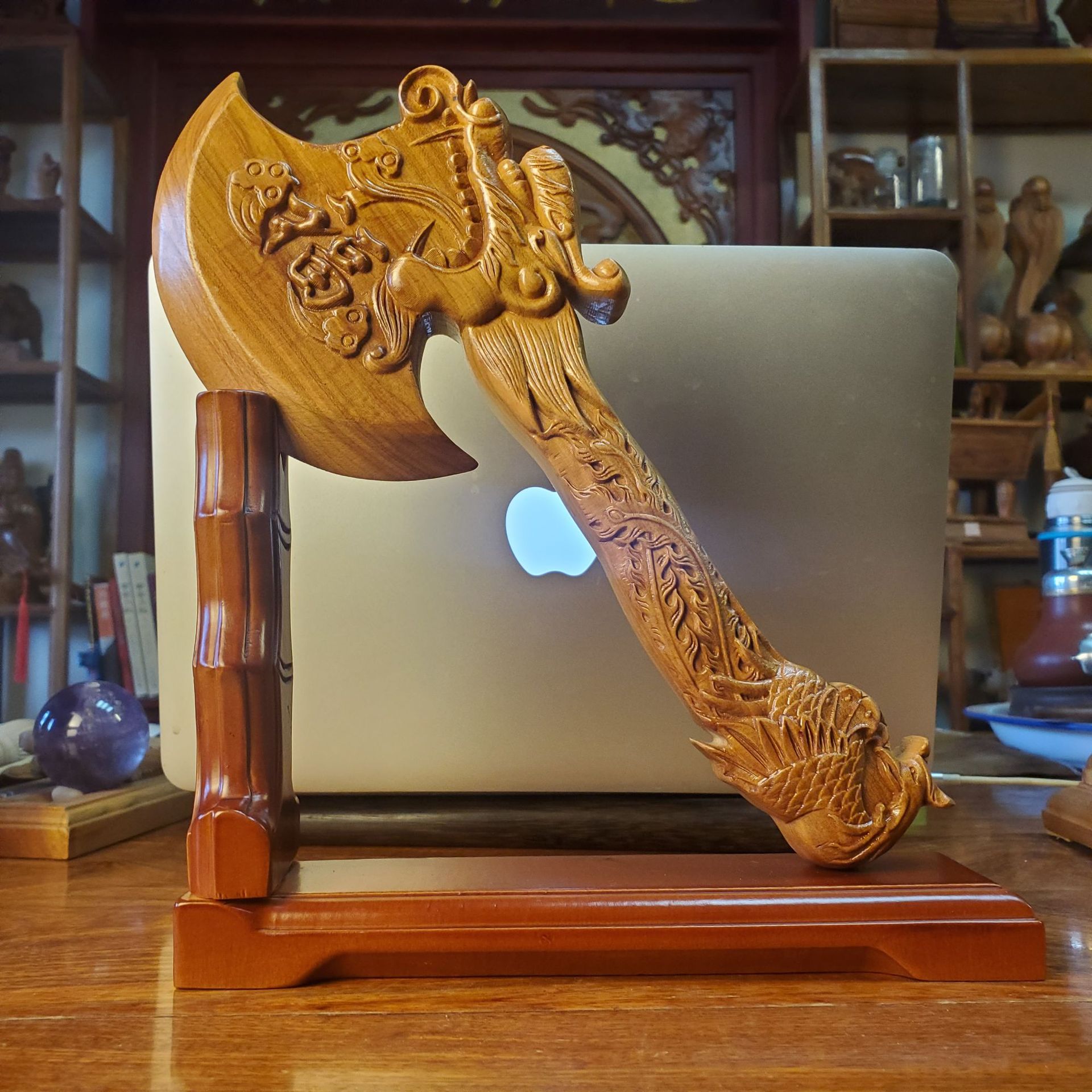 桃木斧子批发桃木龙凤斧子挂件结婚坐福乔迁搬家桃木斧头