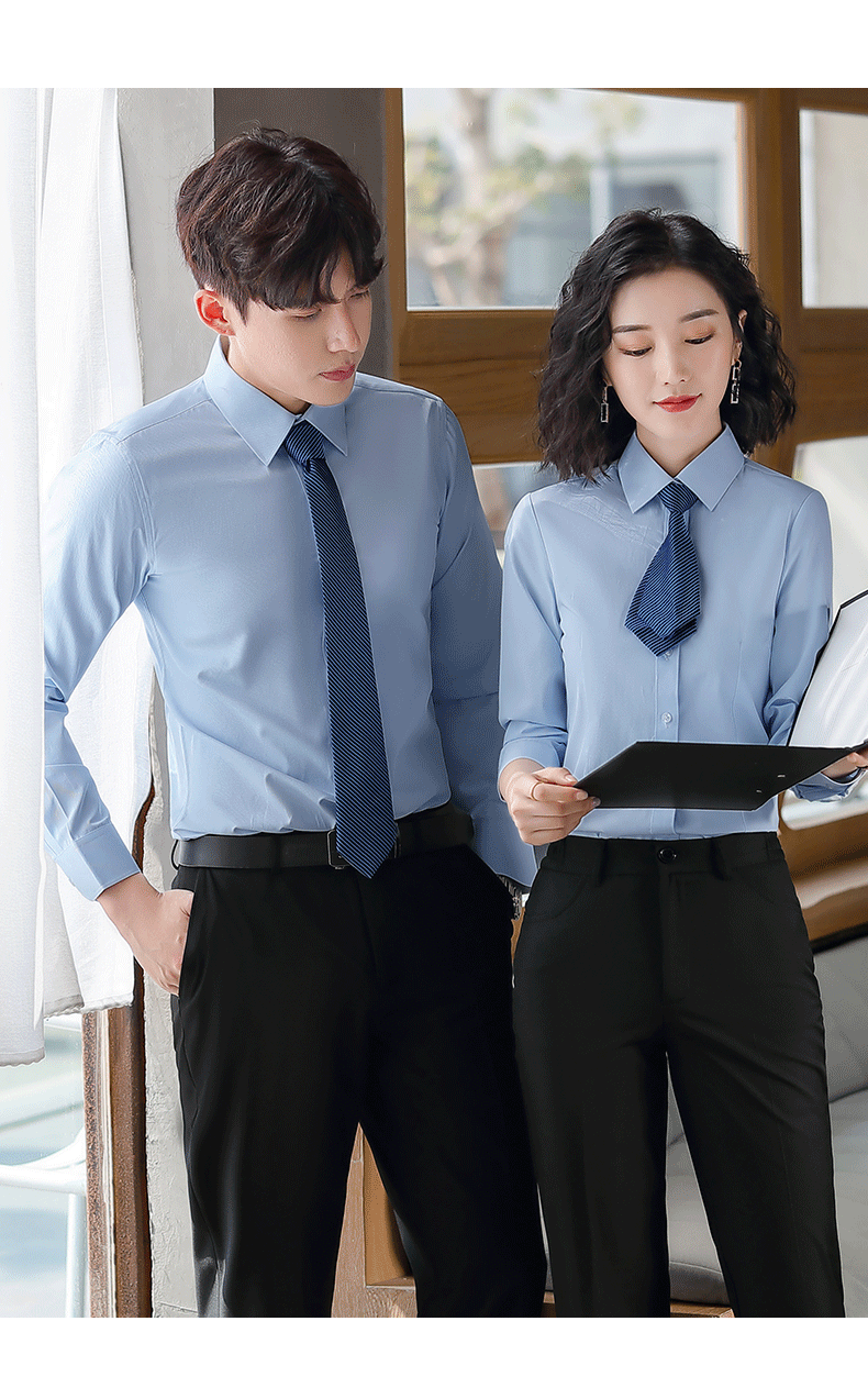 长袖男女职业装同款衬衫商务工装银行上班工作服定制正装衬衣logo