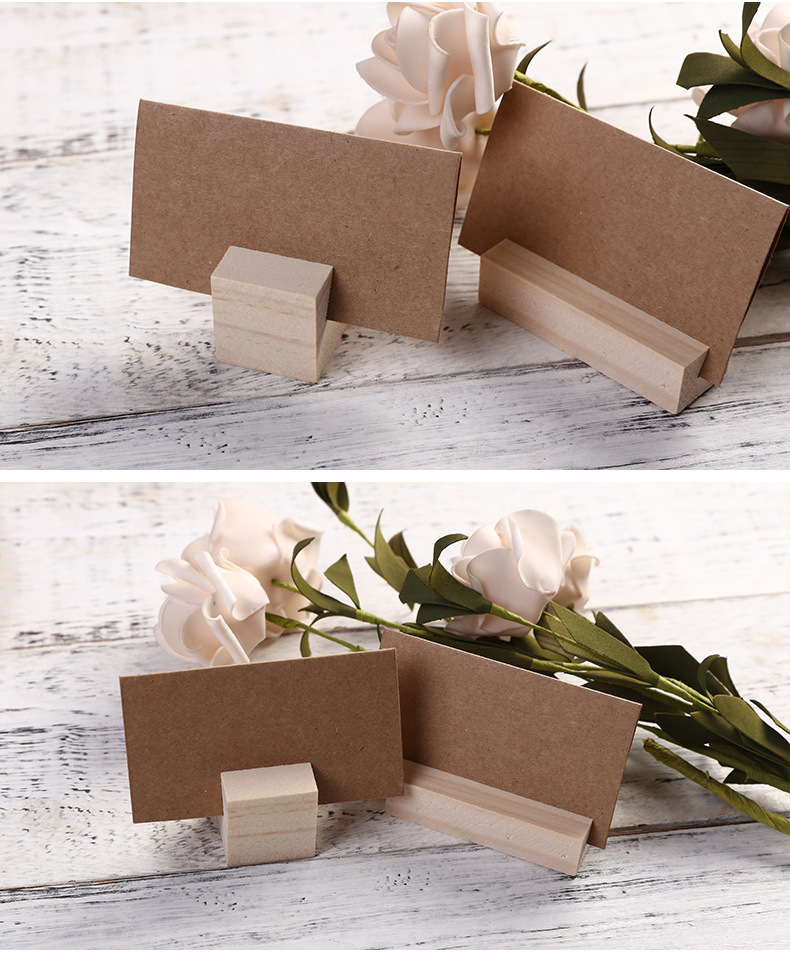 创意ins复古原木色桌面留言夹 原木质便签夹桌面装饰明信片名片夹