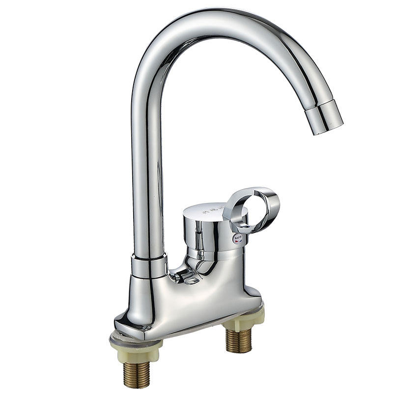 铜板凳二联 菜盆水龙头 双孔冷热龙头 厨房水龙头批发