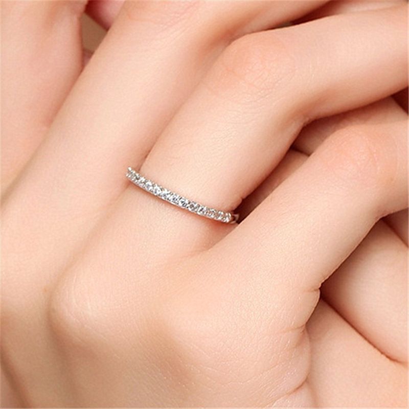 速卖通经典情侣戒指开口简约百搭单排钻条戒指环时尚锆石戒子手饰