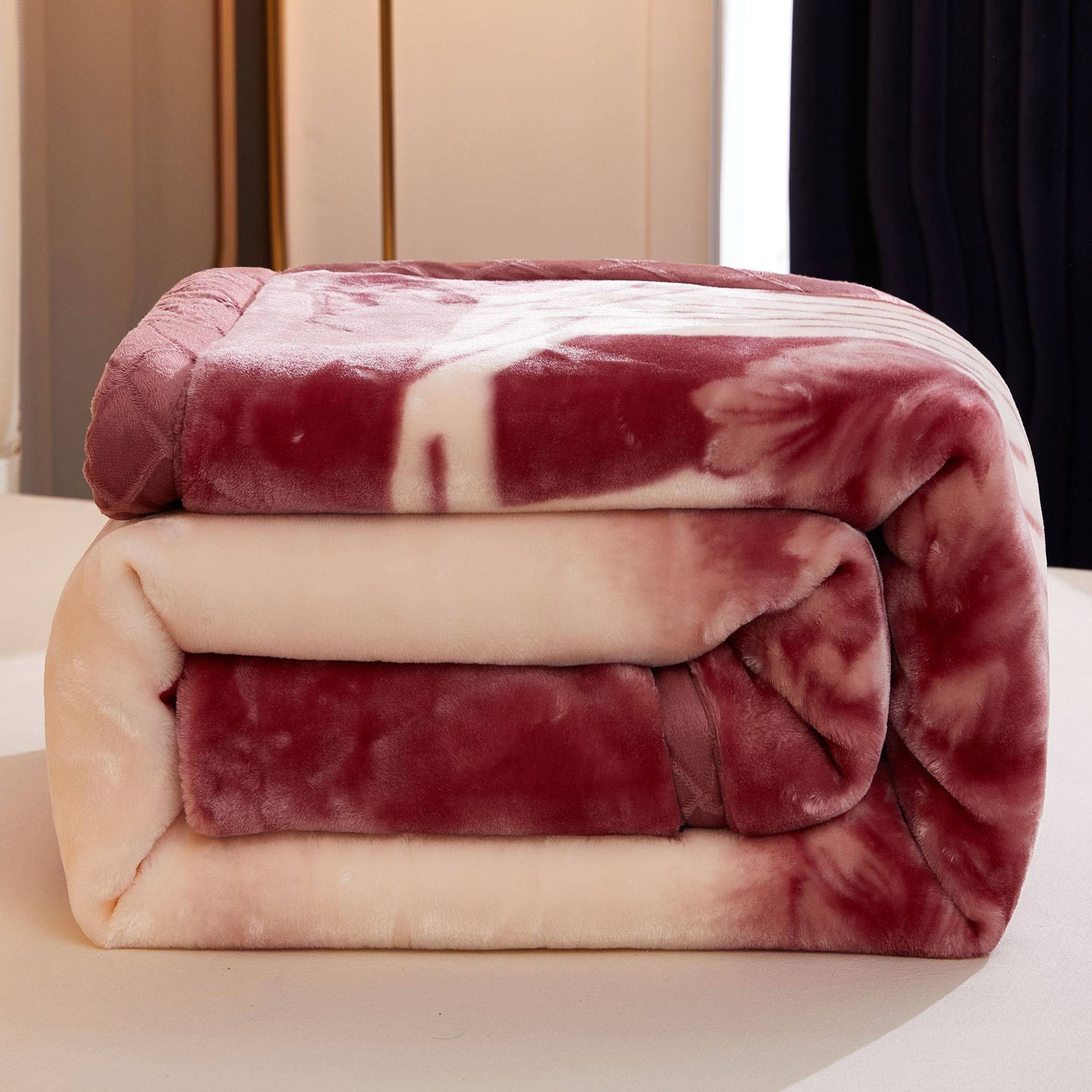 正品拉舍尔毛毯加厚双层冬季绒毯结婚庆大红双人盖毯厂家直销批发