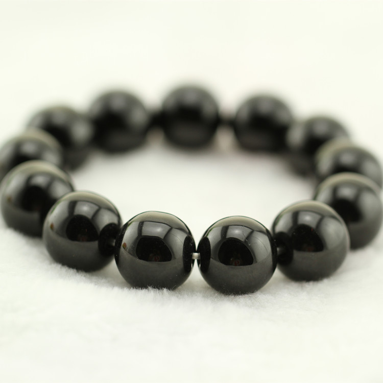 摆地摊热卖爆款五元模式14厘玻璃仿黑曜石单圈手串男黑色串珠手链