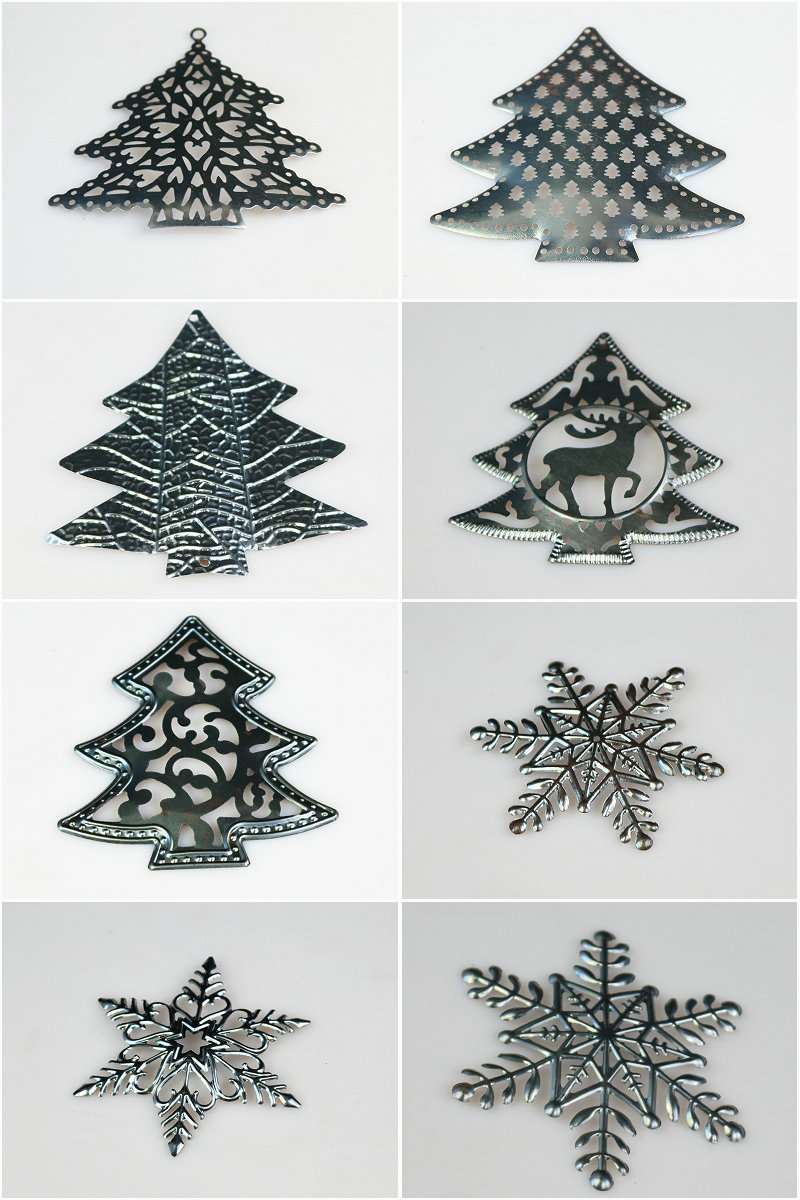 圣诞欧式田园风花纹镂空五角星 铁皮圣诞金属工艺冲压装饰件