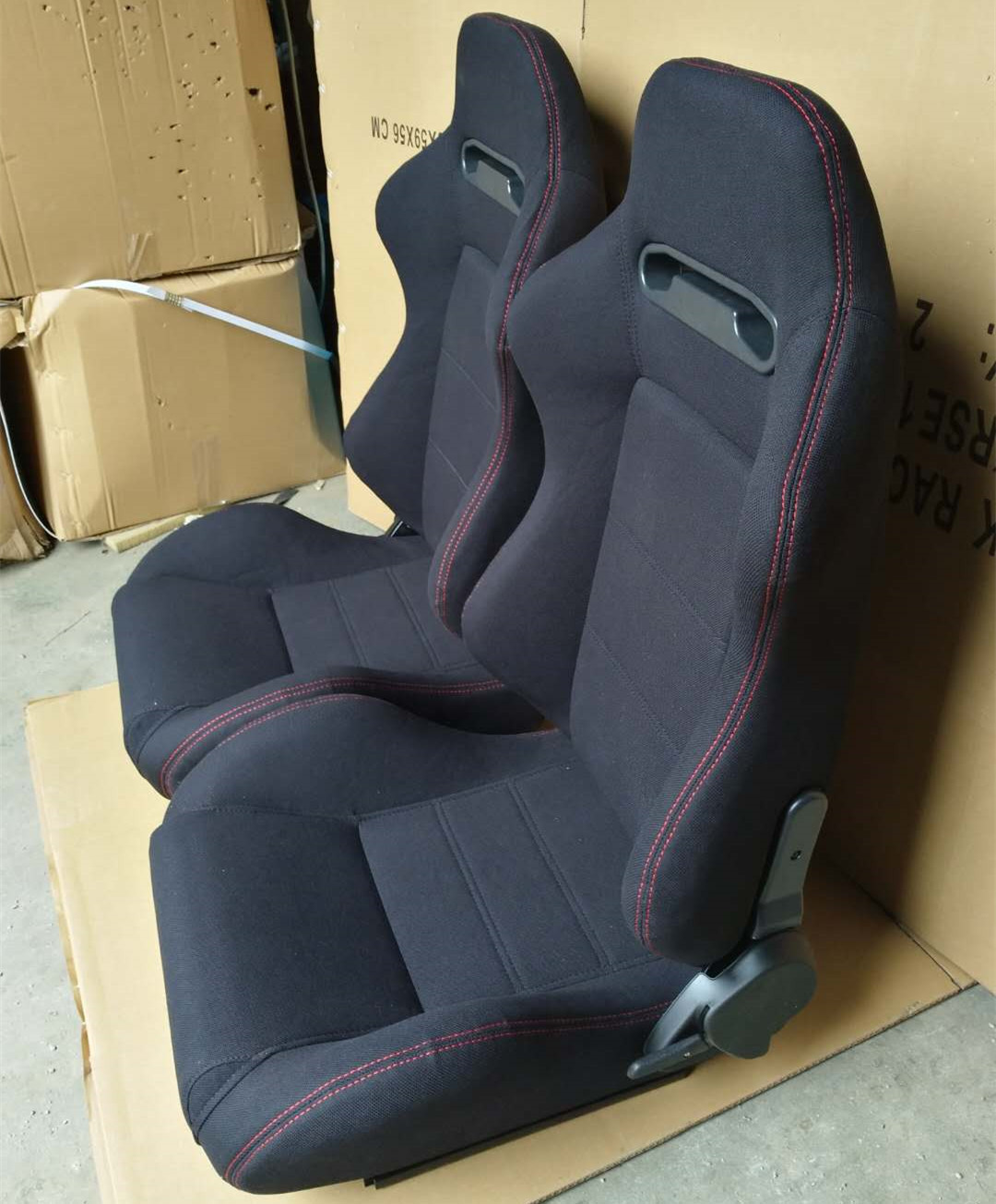 批发外贸改装汽车座椅双调角器双滑道可调节黑色菠萝布运动赛车椅