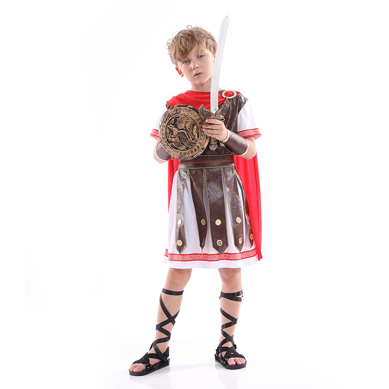 狂欢节儿童演出服装男童古罗马斯巴达勇士角斗士王子表演衣服