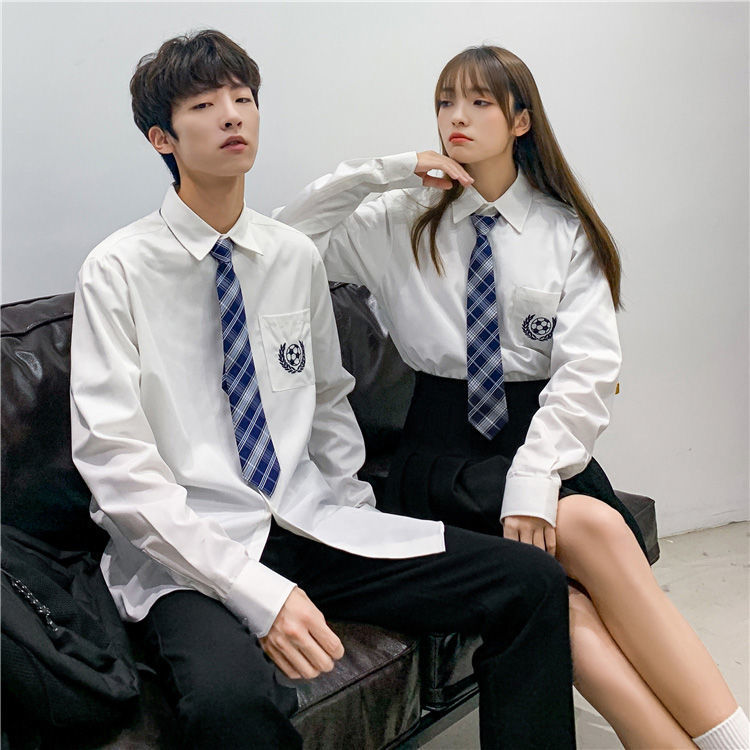 dk制服情侣装秋装长袖衬衫男韩版潮流帅气jk衬衣学生班服外套春秋