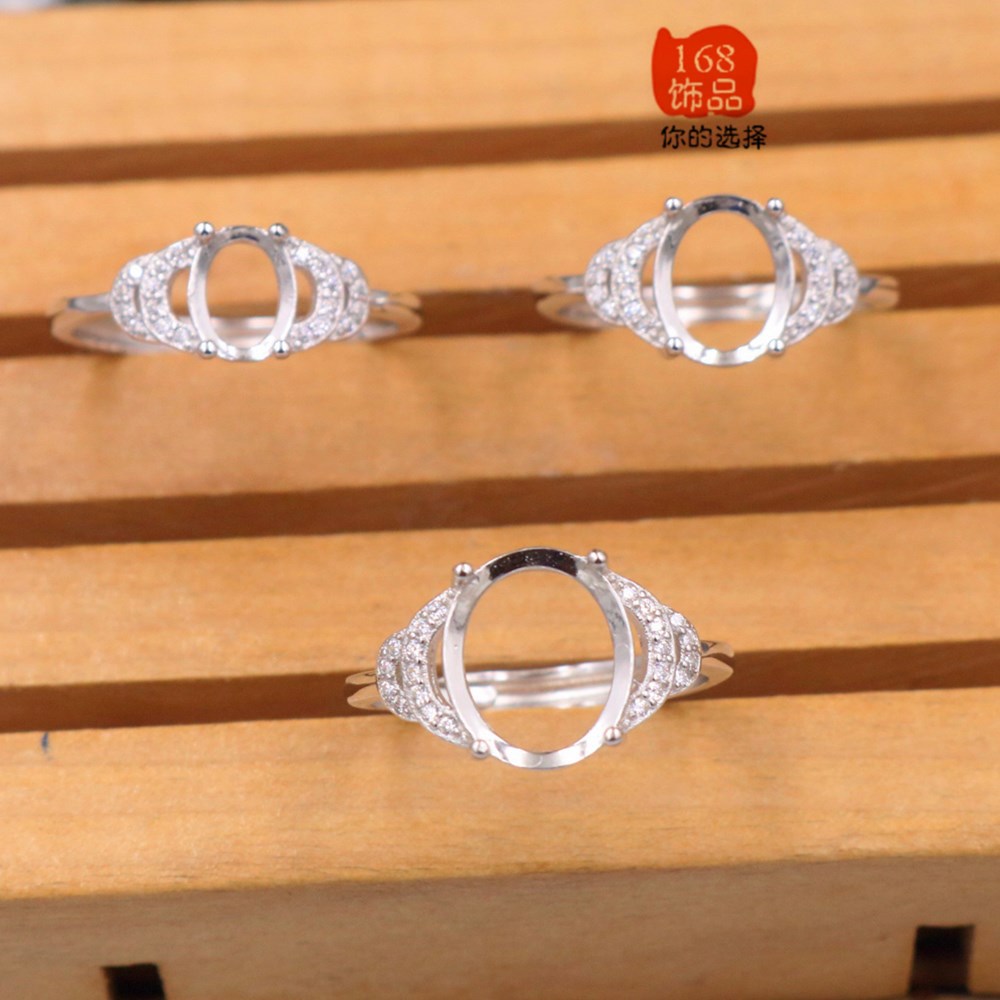 开口蛋形女戒托多型号新款 翡翠玉石银戒托 女式s925戒指空托