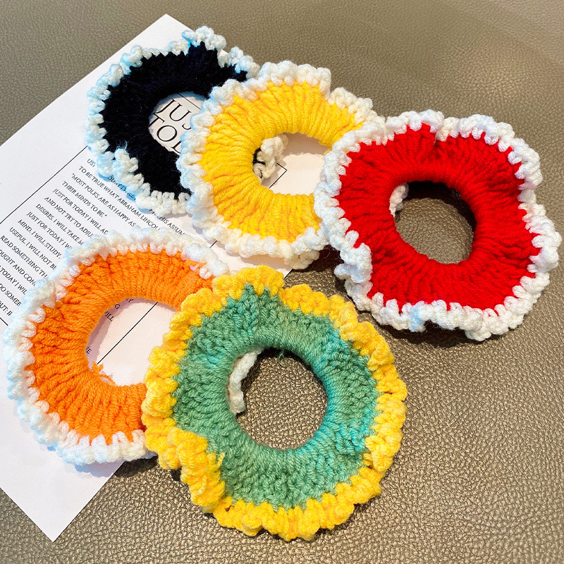 韩国公主可爱bm猪大肠发圈皮筋头绳甜美自制钩针编织发绳毛线发饰