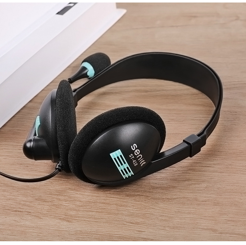 senicc/声丽 st418耳麦 双插孔电脑耳机 带音量控制台式电脑耳麦