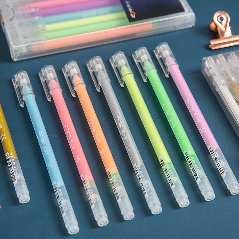 东米dm535高光粉彩中性笔黑卡纸专用笔18色涂鸦本手绘珠光金属笔