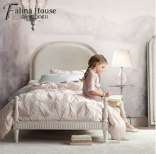 法国复古雕花床美式实木儿童床1.5米欧式白色做旧家具公主床婚床