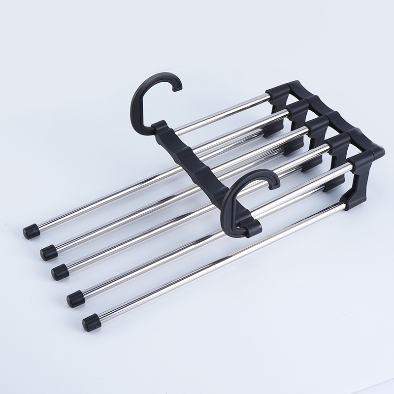 Stainless Steel Retractable Folding Multifunctional Multi-Layer Pants Rack Pants Hanger Household Magic Trouser Press Wardrobe Storage Pants Rack