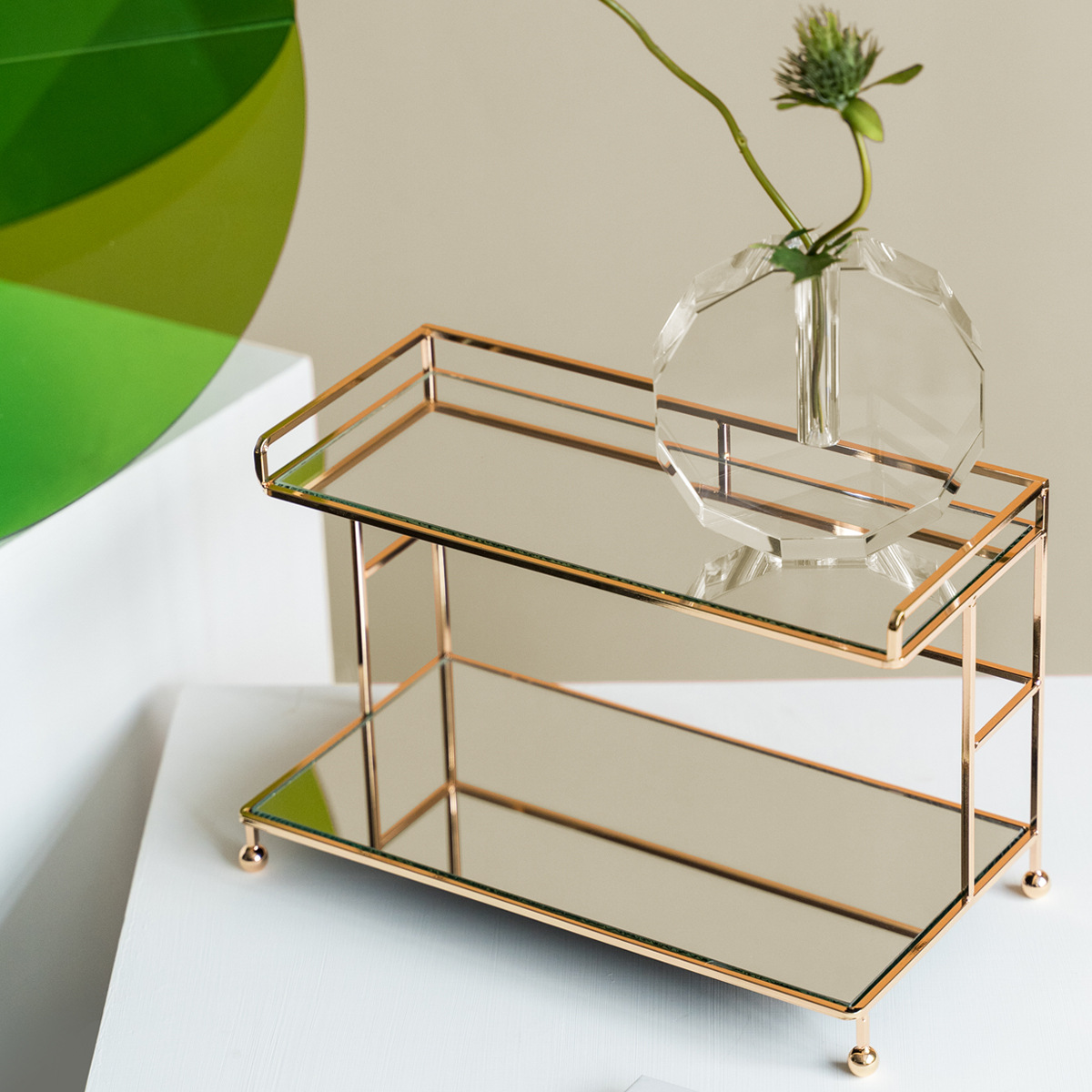 首饰桌上化妆品架简约北欧桌面玫瑰多层金色收纳护肤置物