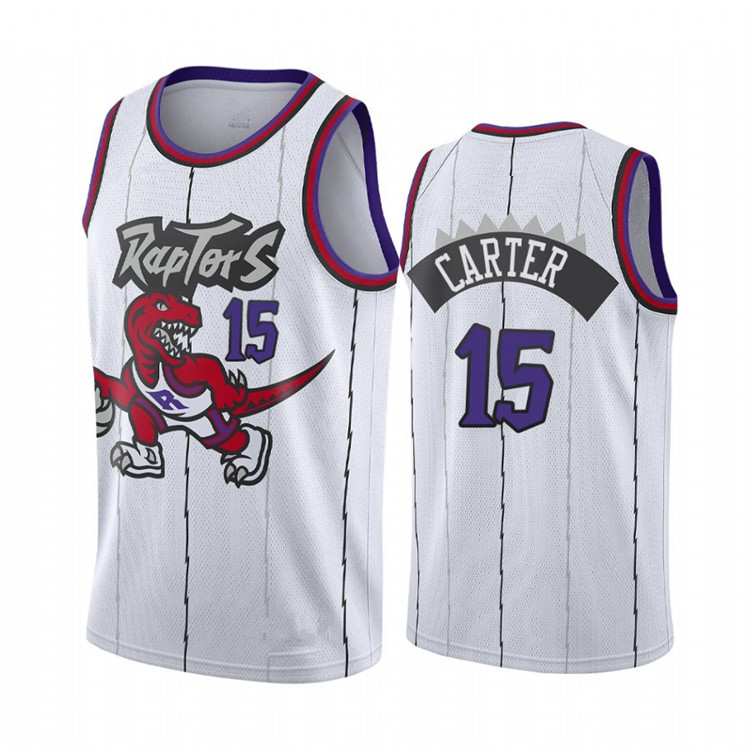 nba猛龙大龙白色热压版球衣卡特篮球服 支持个性定制 一件代发