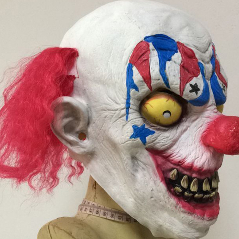 复活节乳胶红发小丑面具 万圣节全脸鬼屋密室npc装扮整蛊吓人头套