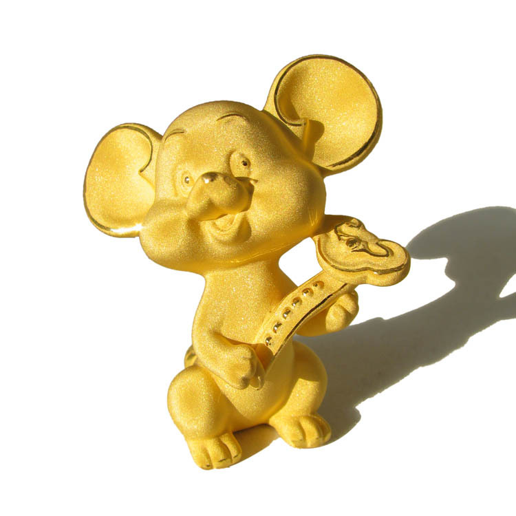 树脂招财鼠年老鼠金色吉祥摆件公司酒店开业礼品乔迁客厅摆设定制
