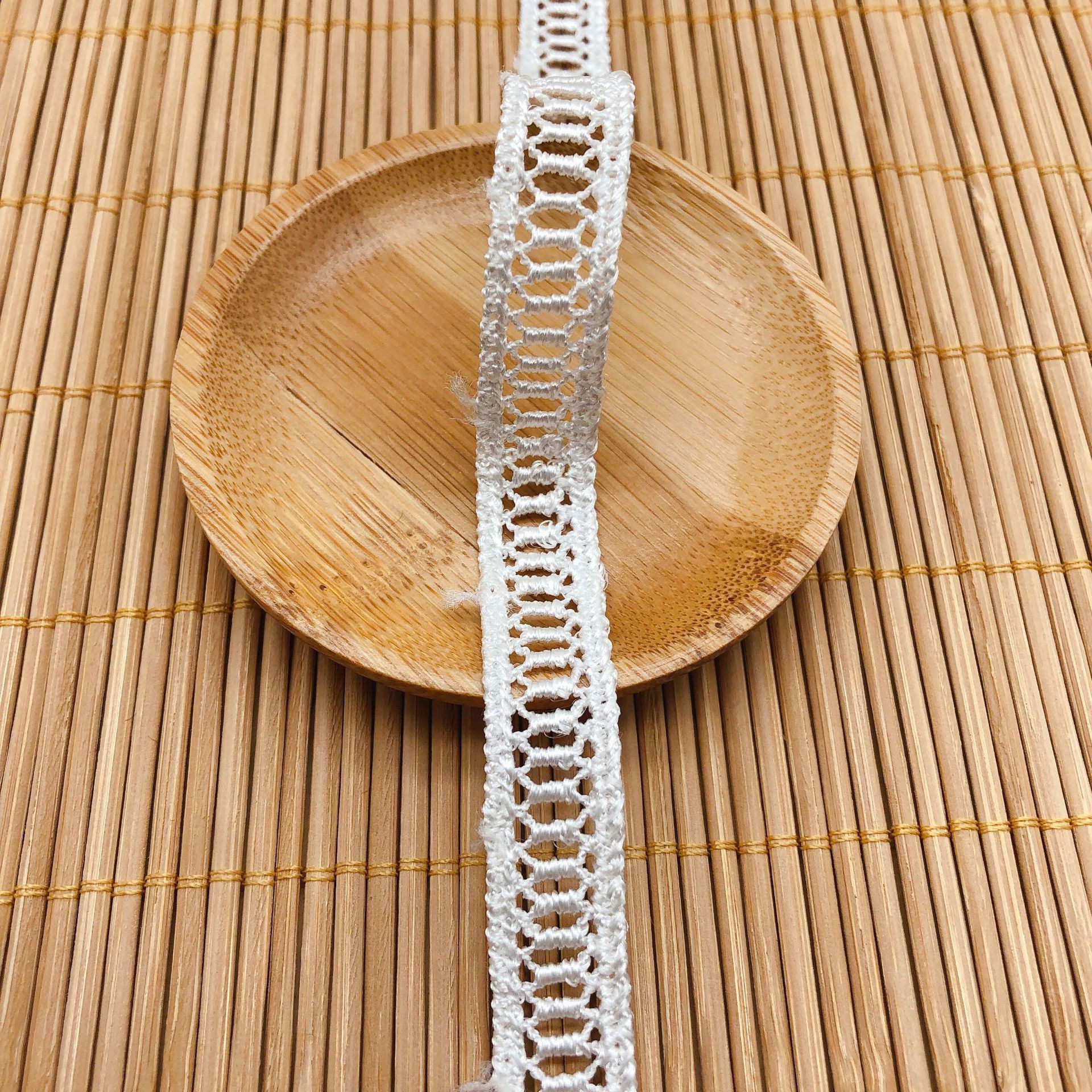 涤纶条码花边服装辅料双边小楼梯宽1.2cm刺绣饰品手工配饰现货