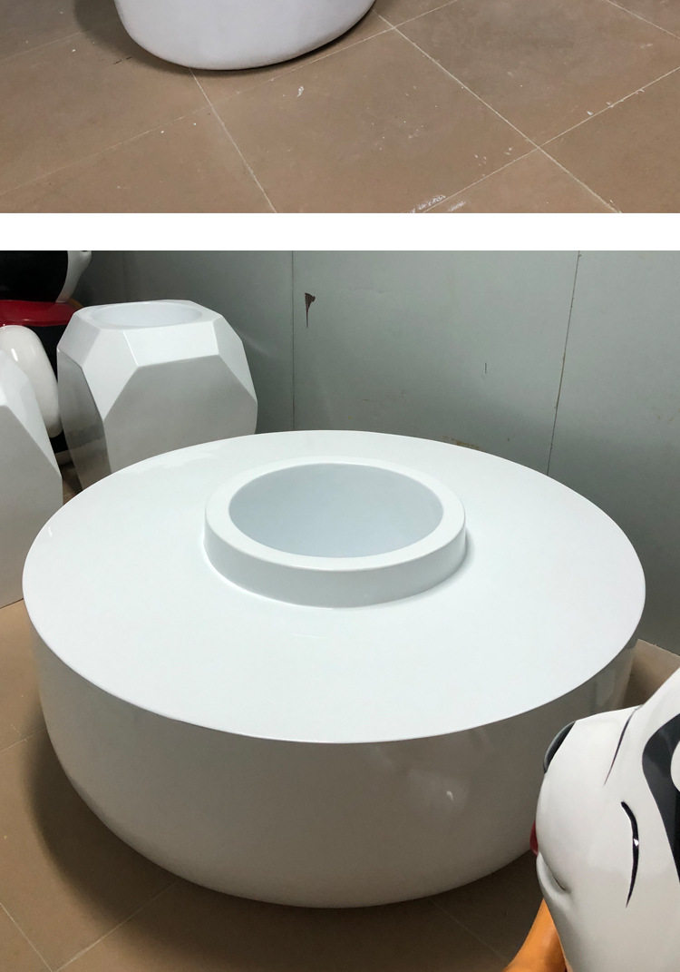 玻璃钢商场圆形座椅酒店大厅创意软包绿植休闲椅户外实木板圆凳