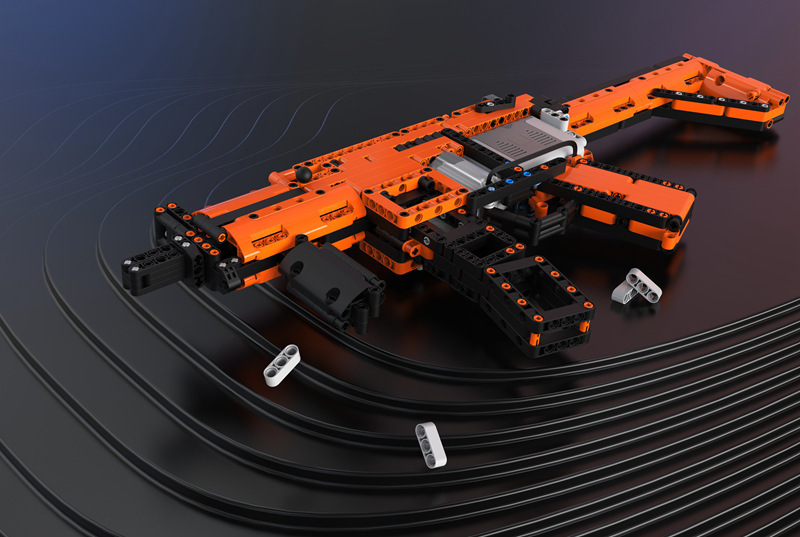 极嘉49010军事系列战火前线mp5连射电动积木枪儿童益智拼装玩具