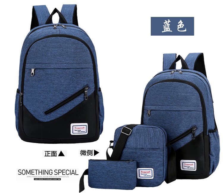 New Three-Piece Set Shoulder Messenger Bag Korean Style Large Capacity Casual Computer Bag Men and Women School Bag One Piece Dropshipping