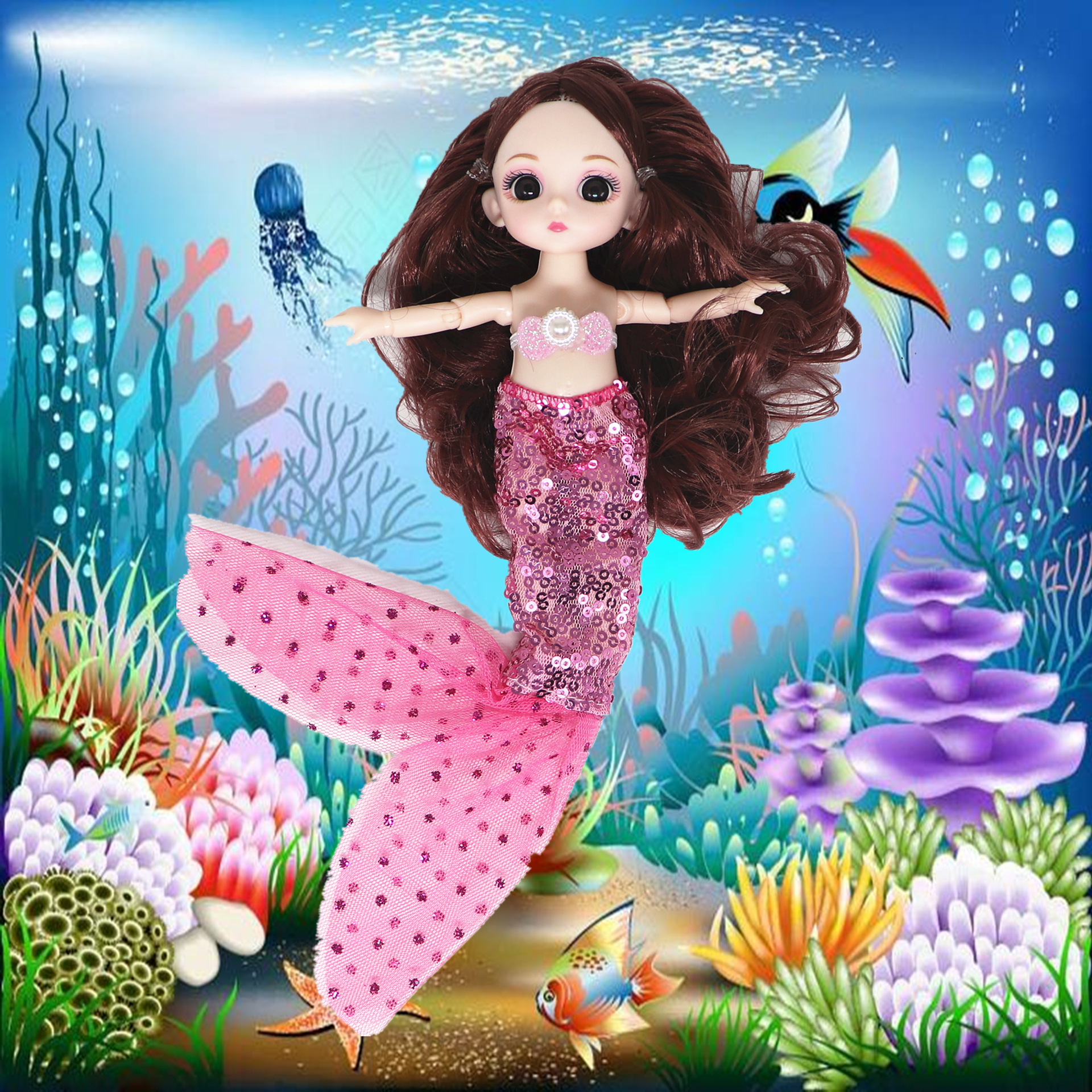 6寸富华达比娃娃美鱼人公主时尚换装衣服鱼尾裙17厘米衣服