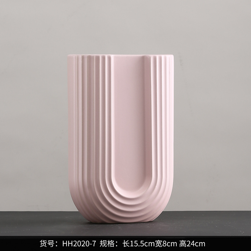 Best West Simple Geometric Ceramic Vase Desktop Decoration Creative Home Living Room Soft Decoration Flower