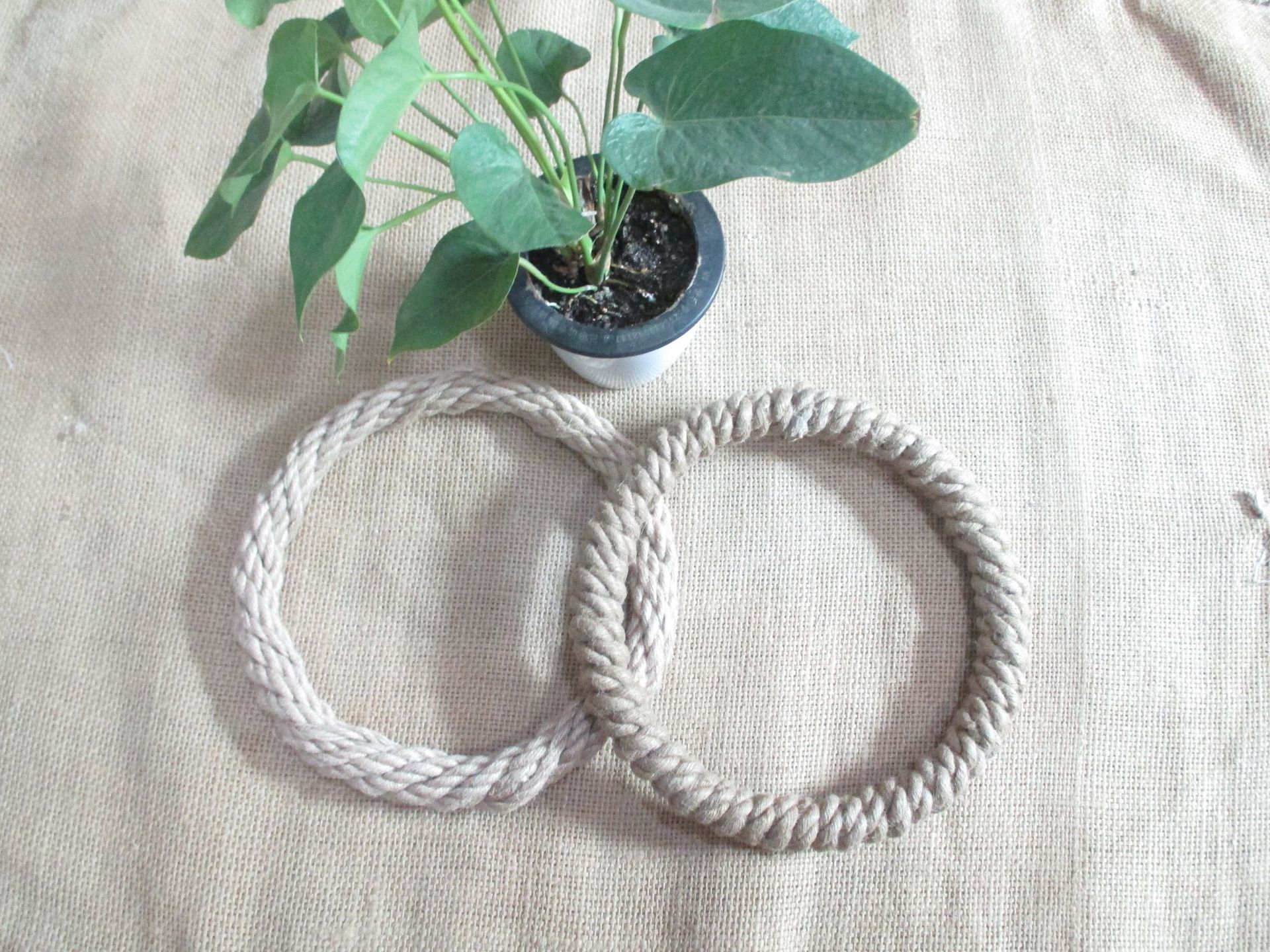 多用途摆设麻绳工艺圈铁圈环保原色麻绳可加工染色