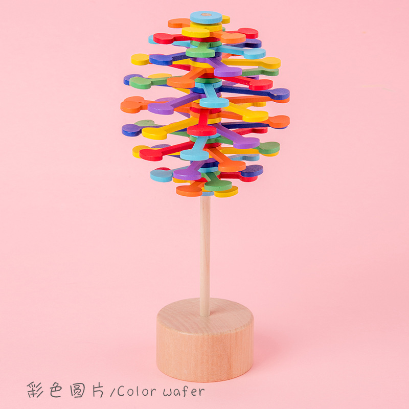 Wooden TikTok Same Style Rotating Lollipop Fisher Series Creative Office Decoration Adult Pressure Relief Pressure Reduction Toy