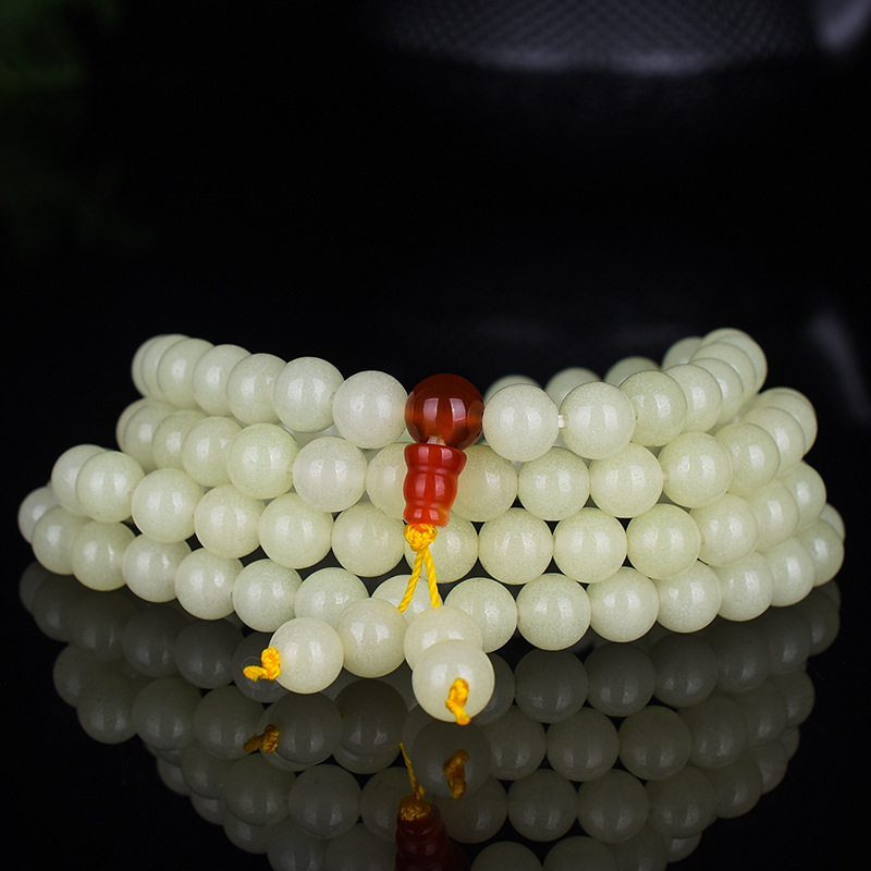 厂货冰洲石夜光石夜明珠貔貅手串108佛珠四圈手串情侣款直播货源