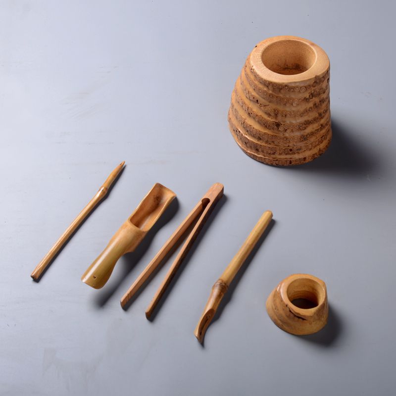 天然竹根茶道六君子茶勺茶漏 竹制功夫茶具茶道配件