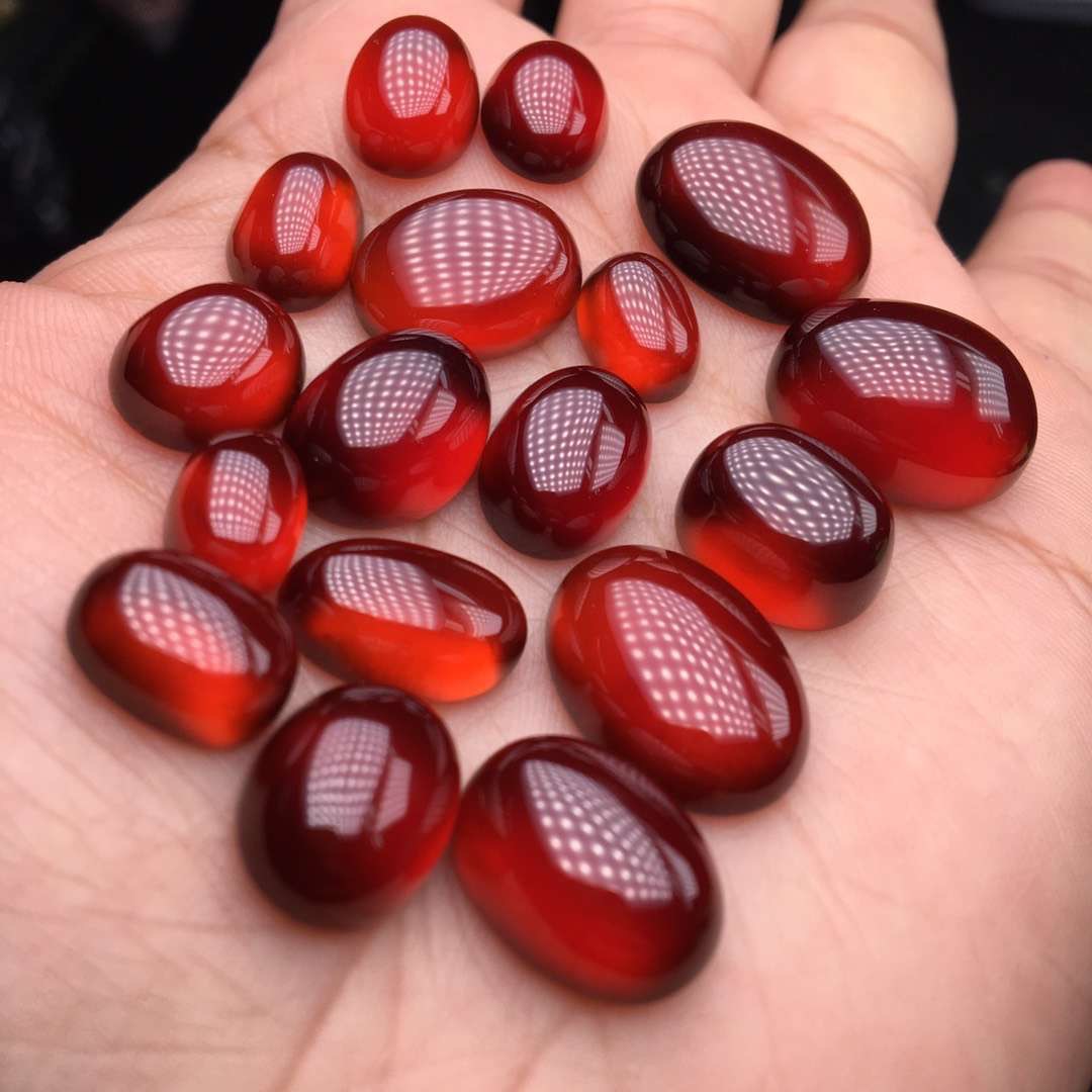 天然 橙石榴戒面 天然酒红色石榴石戒面宝石8a石榴石diy裸石批发