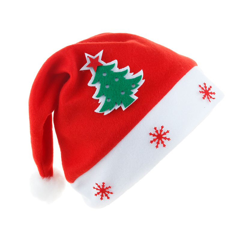 New Flannel Cartoon Hat Christmas Decoration Felt Pattern Hat Christmas Hat for the Elderly Holiday Party Headdress