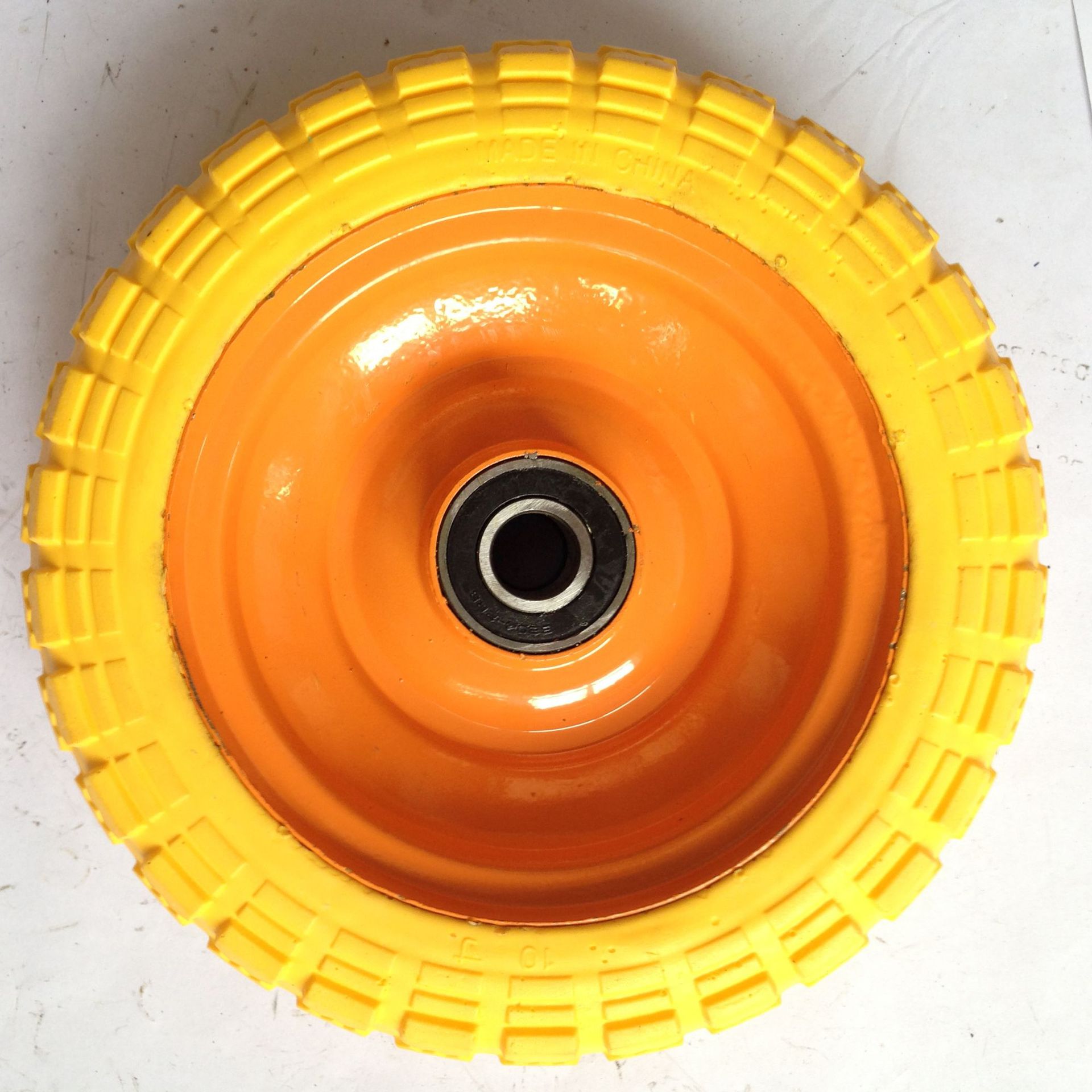 青岛销售实心轮胎手推车工具车轮胎pu发泡轮10寸大花轮