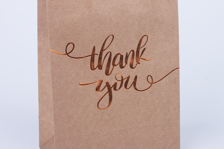 现货玫瑰金thankyou手提纸袋 黄牛皮本色烫金纸袋跨境礼品袋可定