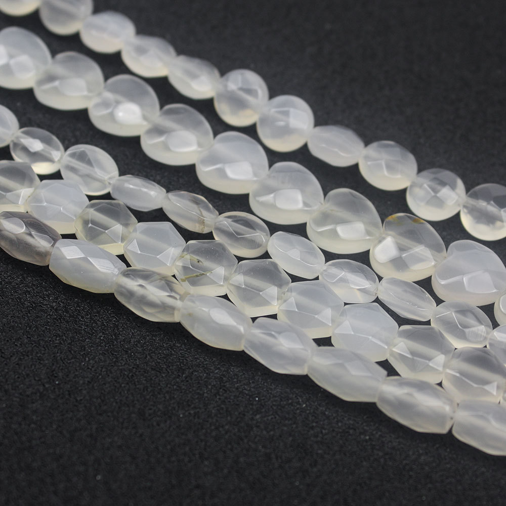 天然白玛瑙黄玉石蛋形圆扁片米珠爱心六边形切面散珠diy饰品配件
