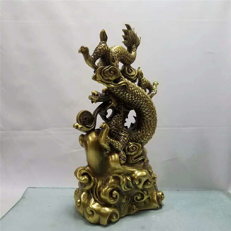 黄铜祥龙摆件黄铜盘龙摆件办公家居工艺装饰品礼品