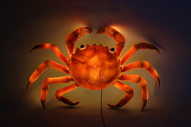 户外防水树脂螃蟹灯海鲜灯水池装饰灯海鲜店装饰招牌景观灯园景