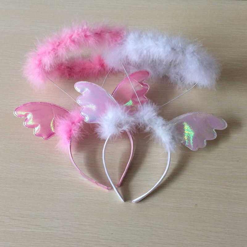 万圣节圣诞节日派对舞会表演发饰白色鸡毛天使环头箍天使发箍